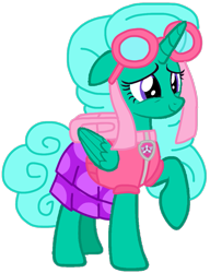 Size: 823x1071 | Tagged: safe, artist:徐詩珮, imported from derpibooru, glitter drops, alicorn, pony, series:sprglitemplight diary, series:sprglitemplight life jacket days, series:springshadowdrops diary, series:springshadowdrops life jacket days, alicornified, alternate universe, base used, clothes, cute, glittercorn, paw patrol, race swap, simple background, skye (paw patrol), transparent background