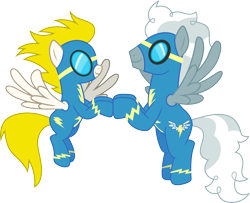 Size: 3694x3000 | Tagged: safe, artist:cloudy glow, artist:cloudyglow, imported from derpibooru, silver lining, silver zoom, surprise, pony, clothes, duo, female, male, simple background, solo, transparent background, uniform, vector, wonderbolts uniform