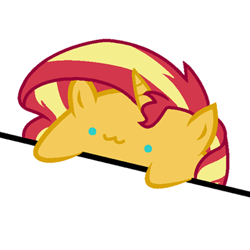 Size: 400x400 | Tagged: safe, artist:thread8, imported from derpibooru, sunset shimmer, pony, unicorn, bongo cat, cute, nyanset shimmer, simple background, white background