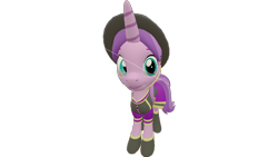 Size: 1280x720 | Tagged: safe, artist:topsangtheman, imported from derpibooru, amethyst star, sparkler, pony, unicorn, 3d, clothes, female, hat, looking at you, simple background, solo, source filmmaker, transparent background, uniform