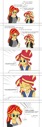 Size: 1000x3000 | Tagged: safe, artist:twilite-sparkleplz, imported from derpibooru, sunset shimmer, human, equestria girls, coffee cup, cup, dialogue, family guy, glasses, human paradox, human sunset, reference, self paradox, sunset sushi