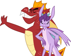 Size: 5073x4000 | Tagged: safe, artist:melisareb, imported from derpibooru, garble, prominence, dragon, gauntlet of fire, .svg available, absurd resolution, dragoness, duo, eyes closed, female, garbinence, inkscape, male, out of context, shipping, simple background, straight, teeth, transparent background, vector