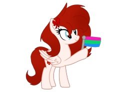 Size: 2400x1770 | Tagged: safe, artist:circuspaparazzi5678, imported from derpibooru, oc, oc only, oc:comedian surprise, pegasus, pony, base used, bow, next generation, parent:breanna, parent:circus paparazzi, polysexual, polysexual pride flag, pride, pride flag, pride month, shipping, simple background, solo, transparent background