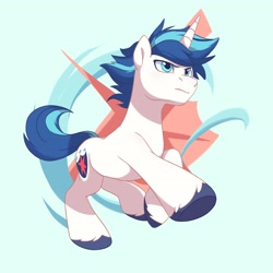 Size: 2048x2048 | Tagged: safe, artist:drtuo4, imported from derpibooru, shining armor, pony, unicorn, action pose, looking up, male, running, serious, serious face, solo, stallion, unshorn fetlocks