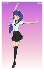 Size: 1280x2080 | Tagged: safe, artist:banquo0, imported from derpibooru, rarity, human, art pack:my little persona, clothes, female, humanized, persona, school uniform, shoes, skirt, socks, solo, thigh highs