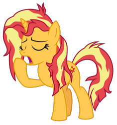 Size: 4700x5000 | Tagged: safe, artist:emeraldblast63, imported from derpibooru, sunset shimmer, pony, unicorn, female, messy mane, simple background, solo, transparent background, yawn