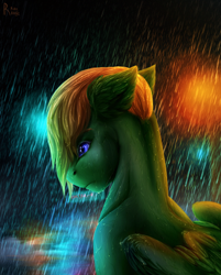 Size: 822x1024 | Tagged: safe, artist:raychelrage, imported from derpibooru, oc, oc only, pegasus, pony, rain, solo