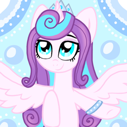 Size: 800x800 | Tagged: safe, artist:katya, imported from derpibooru, princess flurry heart, alicorn, pony, adult, bracelet, crown, crystal empire, female, future, jewelry, mare, older, older flurry heart, regalia, room, solo