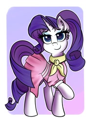 Size: 1080x1500 | Tagged: safe, artist:sadtrooper, imported from derpibooru, rarity, pony, unicorn, atg 2020, camping outfit, clothes, dress, female, mare, newbie artist training grounds, solo