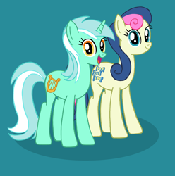 Size: 2448x2464 | Tagged: safe, artist:cybertronianbrony, imported from derpibooru, bon bon, lyra heartstrings, earth pony, unicorn, adorabon, cute, lyrabetes