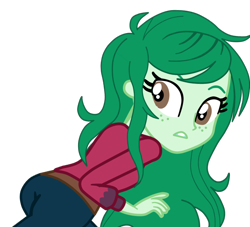 Size: 794x720 | Tagged: safe, artist:gmaplay, imported from derpibooru, wallflower blush, equestria girls, equestria girls series, spoiler:eqg series (season 2), ass, butt, female, freckles, looking at you, looking back, looking back at you, simple background, solo, transparent background, wallflower butt