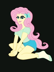 Size: 1280x1707 | Tagged: safe, artist:pomme de terre, imported from derpibooru, fluttershy, equestria girls, black background, female, older, simple background