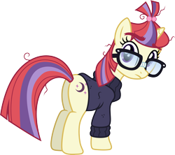 Size: 3376x3000 | Tagged: safe, artist:ambassad0r, artist:cloudy glow, artist:cloudyglow, imported from derpibooru, moondancer, pony, unicorn, amending fences, .ai available, butt, clothes, cutie mark, female, glasses, high res, mare, plot, simple background, solo, sweater, transparent background, vector