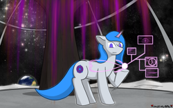 Size: 1920x1200 | Tagged: safe, artist:skydreams, imported from derpibooru, oc, oc only, oc:bootstrap, pony, bioluminescent, commission, dome, genderless, moon, planet, science fiction, space, stars, tree, weeping willow