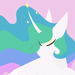 Size: 2048x2048 | Tagged: safe, artist:lunathemoongod, imported from derpibooru, princess celestia, alicorn, pony, bust, female, portrait, shiny, simple background, solo, without lineart