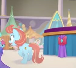 Size: 344x308 | Tagged: safe, imported from derpibooru, screencap, earth pony, pony, my little pony: the movie, background pony, booth, canterlot, cropped, female, mare, offscreen character, running, scared, tent, tents, unnamed character, unnamed pony