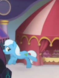 Size: 300x393 | Tagged: safe, imported from derpibooru, screencap, earth pony, pony, my little pony: the movie, background pony, booth, canterlot, cropped, female, mare, offscreen character, running, scared, unnamed character, unnamed pony