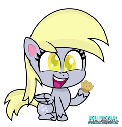 Size: 1800x1878 | Tagged: safe, artist:kuren247, imported from derpibooru, derpy hooves, pegasus, pony, my little pony: pony life, cross-eyed, cute, derpabetes, female, food, g4, g4 to g4.5, g4.5, generation leap, hilarious in hindsight, muffin, pony life accurate, show accurate, simple background, sitting, smiling, solo, transparent background