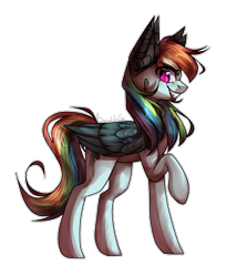 Size: 1035x1161 | Tagged: safe, artist:paintpalet35, imported from derpibooru, rainbow dash, pegasus, pony, elements of insanity, corrupted, female, mare, rainbine, rainbine ears, simple background, solo, transparent background