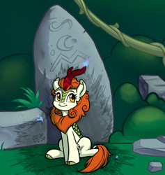 Size: 778x821 | Tagged: safe, artist:soulcentinel, imported from derpibooru, autumn blaze, kirin, awwtumn blaze, carving, cute, female, implied nirik, solo, stone