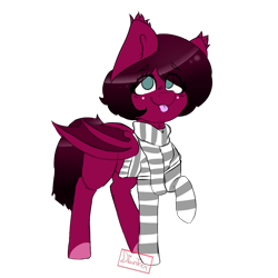 Size: 900x900 | Tagged: safe, artist:diantrex, imported from derpibooru, oc, oc only, bat pony, pony, clothes, happy, scarf, solo, sweater, tongue out