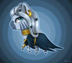 Size: 540x470 | Tagged: safe, artist:nastya-lazy-cat, imported from derpibooru, zecora, pony, spider, zebra, chibi, clothes, costume, female, nightmare night, nightmare night costume, solo