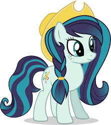 Size: 5918x6709 | Tagged: safe, artist:illumnious, imported from derpibooru, coloratura, earth pony, pony, absurd resolution, braid, cowboy hat, cutie mark, female, freckles, hat, mare, rara, role reversal, simple background, smiling, solo, stetson, transparent background