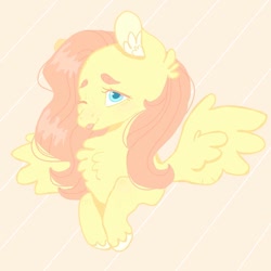 Size: 1080x1080 | Tagged: safe, artist:halomalwina, imported from derpibooru, fluttershy, pegasus, pony, :p, bust, chest fluff, ear fluff, female, one eye closed, solo, tongue out, unshorn fetlocks, wink