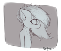 Size: 1336x1113 | Tagged: safe, artist:kamikazelenna, imported from derpibooru, oc, oc only, anthro, earth pony, pony, anthro oc, bust, female, grayscale, monochrome, portrait, side view, simple background, sketch, solo