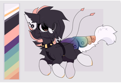 Size: 1856x1284 | Tagged: safe, artist:little-sketches, artist:php146, imported from derpibooru, oc, oc:kaiyo, original species, suisei pony, chest fluff, closed species, collar, color palette, ear fluff, ear piercing, eye clipping through hair, female, piercing, reference sheet, spiked collar