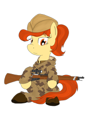 Size: 1820x2560 | Tagged: safe, artist:xphil1998, imported from derpibooru, oc, oc only, earth pony, pony, camouflage, female, gun, hat, mare, mosin nagant, red army, rifle, simple background, smiling, sniper, sniper rifle, solo, soviet union, transparent background, weapon, world war ii
