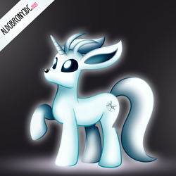 Size: 3000x3000 | Tagged: safe, artist:aldobronyjdc, imported from derpibooru, pony, unicorn, big ears, cutie mark, digital art, large ears, looking up, male, meme, no mouth, ori and the blind forest, ori and the will of the wisps, ponified, shiny, simple background, solo, special eyes, video game, video game character