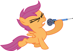 Size: 4288x3000 | Tagged: safe, artist:nero-narmeril, imported from derpibooru, scootaloo, pony, the show stoppers, absurd resolution, female, microphone, simple background, solo, transparent background, vector