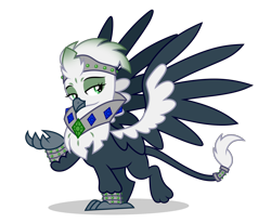 Size: 2700x2228 | Tagged: safe, artist:oyks, imported from derpibooru, oc, oc:damia silverbill, griffon, commission, diamond, griffon oc, vector, wings