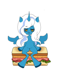 Size: 784x1019 | Tagged: safe, artist:gitsudoptions, imported from derpibooru, oc, oc:fleurbelle, alicorn, anthro, adorabelle, alicorn oc, cute, female, food, horn, mare, sandwich, wings, yellow eyes