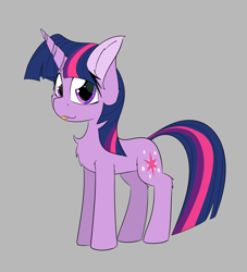 Size: 2362x2598 | Tagged: safe, artist:jubyskylines, imported from derpibooru, twilight sparkle, pony, unicorn, chest fluff, emala jiss challenge, female, gray background, mare, simple background, solo, tongue out, unicorn twilight