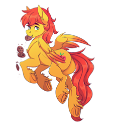 Size: 2191x2413 | Tagged: safe, artist:1an1, imported from derpibooru, oc, oc only, oc:apple flame, pegasus, pony, cookie, food, solo