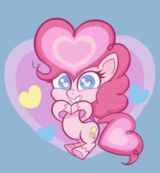 Size: 1902x2048 | Tagged: safe, artist:noupu, imported from derpibooru, pinkie pie, earth pony, pony, my little pony: pony life, blue background, cute, diapinkes, female, g4.5, heart, heart eyes, looking at you, mare, simple background, smiling, solo, wingding eyes