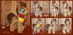 Size: 1024x498 | Tagged: safe, artist:calusariac, imported from derpibooru, doctor whooves, time turner, clothes, custom, fourth doctor's scarf, irl, photo, plushie, scarf, striped scarf, tom baker's scarf, toy