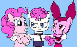 Size: 1068x655 | Tagged: safe, artist:logan jones, imported from derpibooru, pinkie pie, pony, unicorn, crossover, gloves, golden wind, hoof gloves, jojo's bizarre adventure, ponified, rubber gloves, rubber hose style, spinel (steven universe), steven universe, steven universe: the movie, trish una