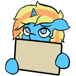 Size: 1000x1000 | Tagged: safe, artist:move, imported from derpibooru, oc, oc only, oc:skydreams, pony, unicorn, emotes, female, horn, meme template, sign, solo