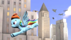 Size: 1280x720 | Tagged: safe, artist:xvclumsybusponevx, imported from derpibooru, rainbow dash, pony, 3d, female, flying, plane, solo, source filmmaker