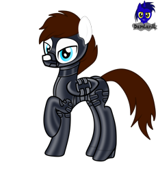 Size: 3840x4154 | Tagged: safe, artist:damlanil, imported from derpibooru, oc, oc only, oc:viper, pegasus, pony, bedroom eyes, bondage, bondage mask, boots, bound wings, catsuit, clothes, collar, commission, corset, cute, gag, gimp suit, high heels, latex, latex boots, latex suit, looking at you, male, muzzle gag, raised hoof, rubber, rubber suit, shiny, shoes, show accurate, socks, solo, stallion, thigh highs, vector, wings