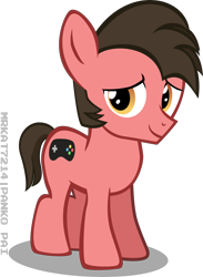 Size: 4492x6141 | Tagged: safe, artist:mrkat7214, imported from derpibooru, oc, oc only, oc:ace play, earth pony, pony, absurd resolution, colt, looking at you, male, simple background, smiling, solo, transparent background, vector, younger