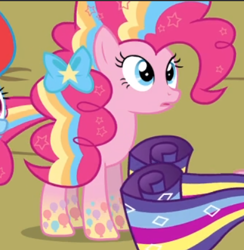 Size: 416x427 | Tagged: safe, imported from derpibooru, screencap, pinkie pie, rainbow dash, rarity, earth pony, pegasus, pony, unicorn, twilight's kingdom, cropped, female, offscreen character, open mouth, rainbow power, rainbow power-ified, solo, solo focus, trio