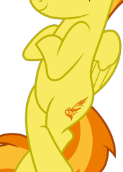 Size: 2449x3422 | Tagged: safe, artist:chrzanek97, edit, imported from derpibooru, vector edit, spitfire, pegasus, pony, newbie dash, belly, bipedal, bipedal leaning, cropped, crossed hooves, crossed legs, female, high res, leaning, pictures of bellies, show accurate, simple background, smiling, solo, transparent background, vector