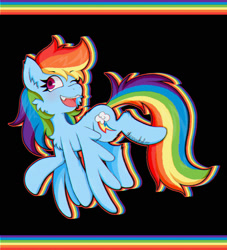 Size: 1800x1980 | Tagged: safe, artist:cherrykaboart, imported from derpibooru, rainbow dash, pegasus, pony, cheek fluff, chest fluff, ear fluff, female, leg fluff, mare, one eye closed, open mouth, rainbow, solo, wink