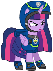 Size: 790x1049 | Tagged: safe, alternate version, artist:徐詩珮, imported from derpibooru, twilight sparkle, alicorn, pony, series:sprglitemplight diary, series:sprglitemplight life jacket days, series:springshadowdrops diary, series:springshadowdrops life jacket days, alternate universe, angry, base used, chase (paw patrol), clothes, cute, dress, eyelashes, female, helmet, mare, open mouth, paw patrol, shoes, simple background, solo, spy chase (paw patrol), transparent background, twilight is not amused, twilight sparkle (alicorn), twilight sparkle is not amused, unamused