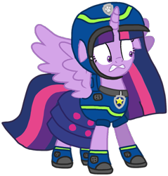 Size: 971x1014 | Tagged: safe, alternate version, artist:徐詩珮, imported from derpibooru, twilight sparkle, alicorn, pony, series:sprglitemplight diary, series:sprglitemplight life jacket days, series:springshadowdrops diary, series:springshadowdrops life jacket days, alternate universe, base used, chase (paw patrol), clothes, cute, dress, female, helmet, mare, paw patrol, paw prints, shoes, simple background, solo, spy chase (paw patrol), transparent background, twilight sparkle (alicorn), wide eyes