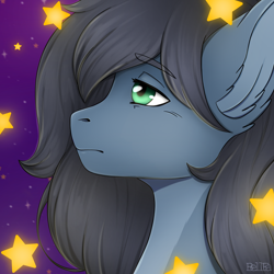 Size: 4050x4050 | Tagged: safe, artist:bellfa, imported from derpibooru, oc, oc only, pegasus, pony, bathrobe, clothes, commission, green eyes, grey hair, male, original art, robe, sad, simple background, solo, stars, ych result